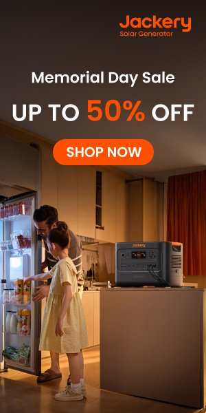 Jackery portable power station shown in a warm home kitchen scene